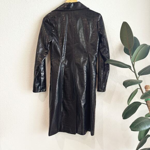 Current Mood Dolls Kill Faux Leather Crocodile Trench Coat XXS Neo Matrix Style - Picture 7 of 9